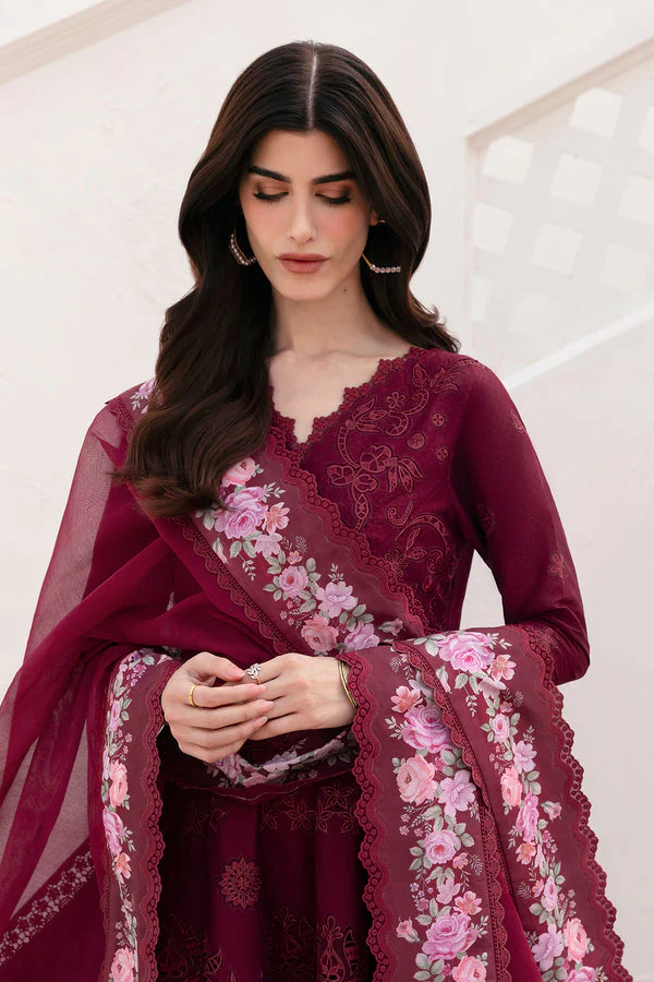 Baroque Eid Lawn 25 , 3 PIECE SUIT , unstitched, Black , lawn , EL-D05, dupatta border