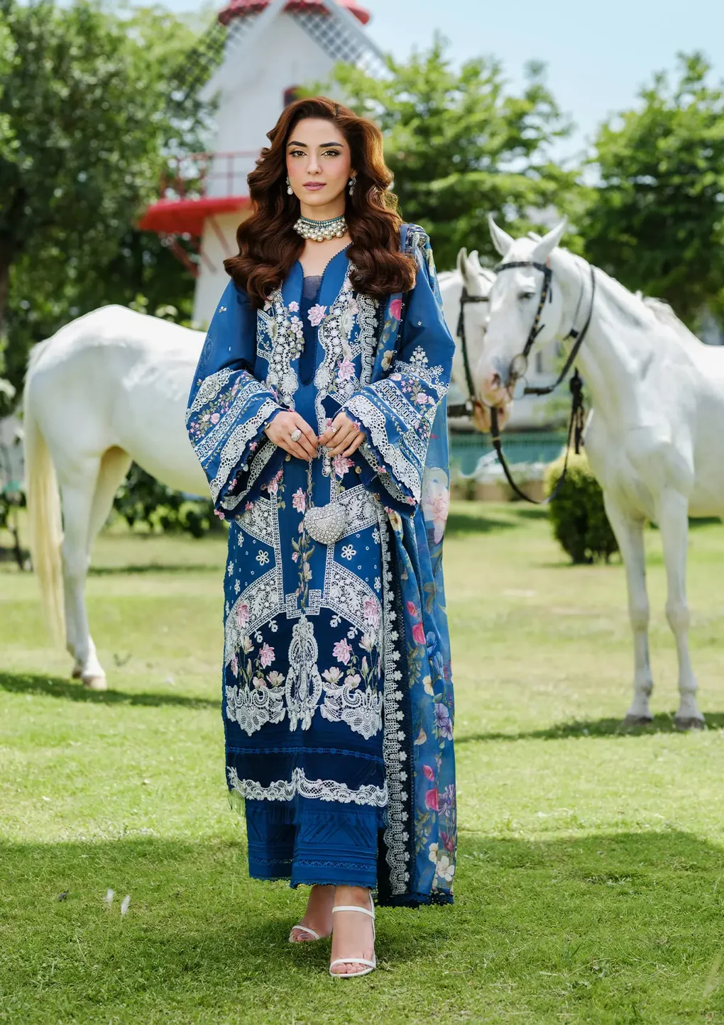 Elaf Premium Luxury Lawn Collection 2025 | ELH-4B FROSTELELH-2A ZIVA, 3-piece Pakistani designer lawn suits in the UK- Zee Collections. FRONT