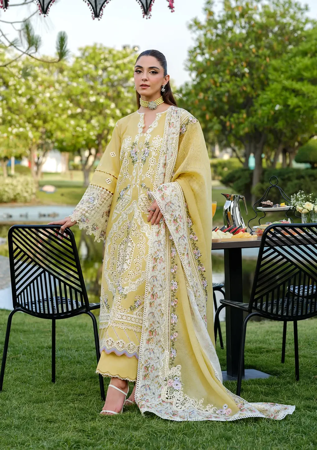 Elaf Premium Luxury Lawn Collection 2025 | ELH-4A DANDELION, 3-piece Pakistani designer lawn suits in the UK- Zee Collections. FRONT