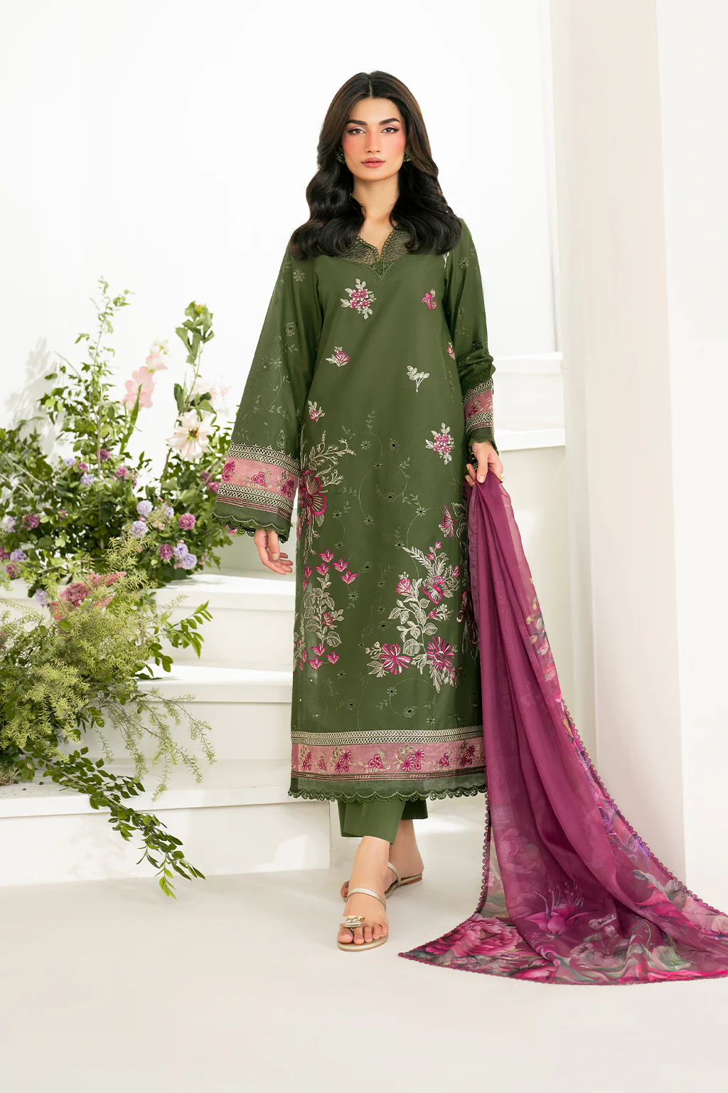 Iznik Festive Edition 2025 | IFE-05, 3-piece Pakistani designer lawn suits in the UK- Zee Collections. FRONT